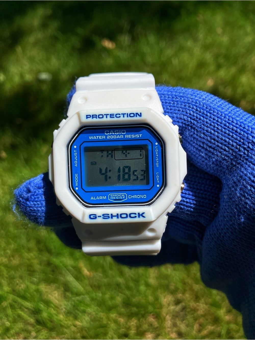 Custom G Shock White and Blue Dw5600